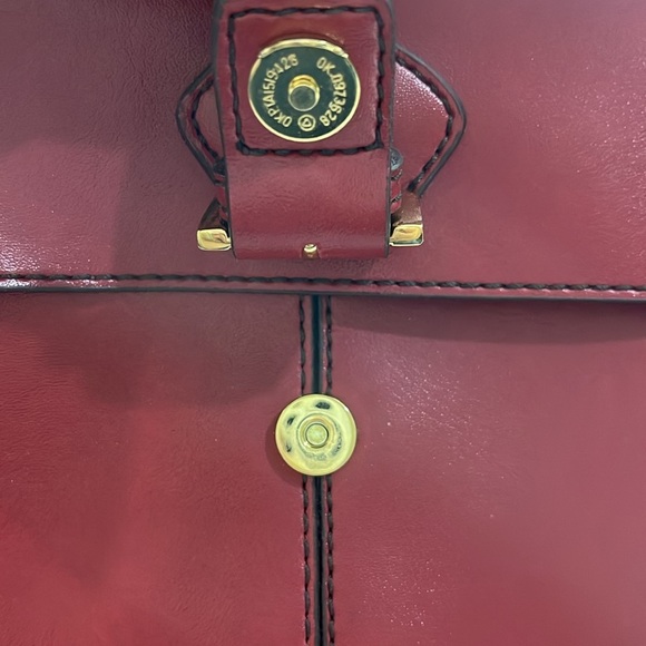 Emilie M Simulated Leather Maroon/Burgundy Handbag - Picture 3 of 14